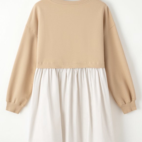 Pale Khaki Sweatshirt Poplin Mini Dress - Picture 5 of 9